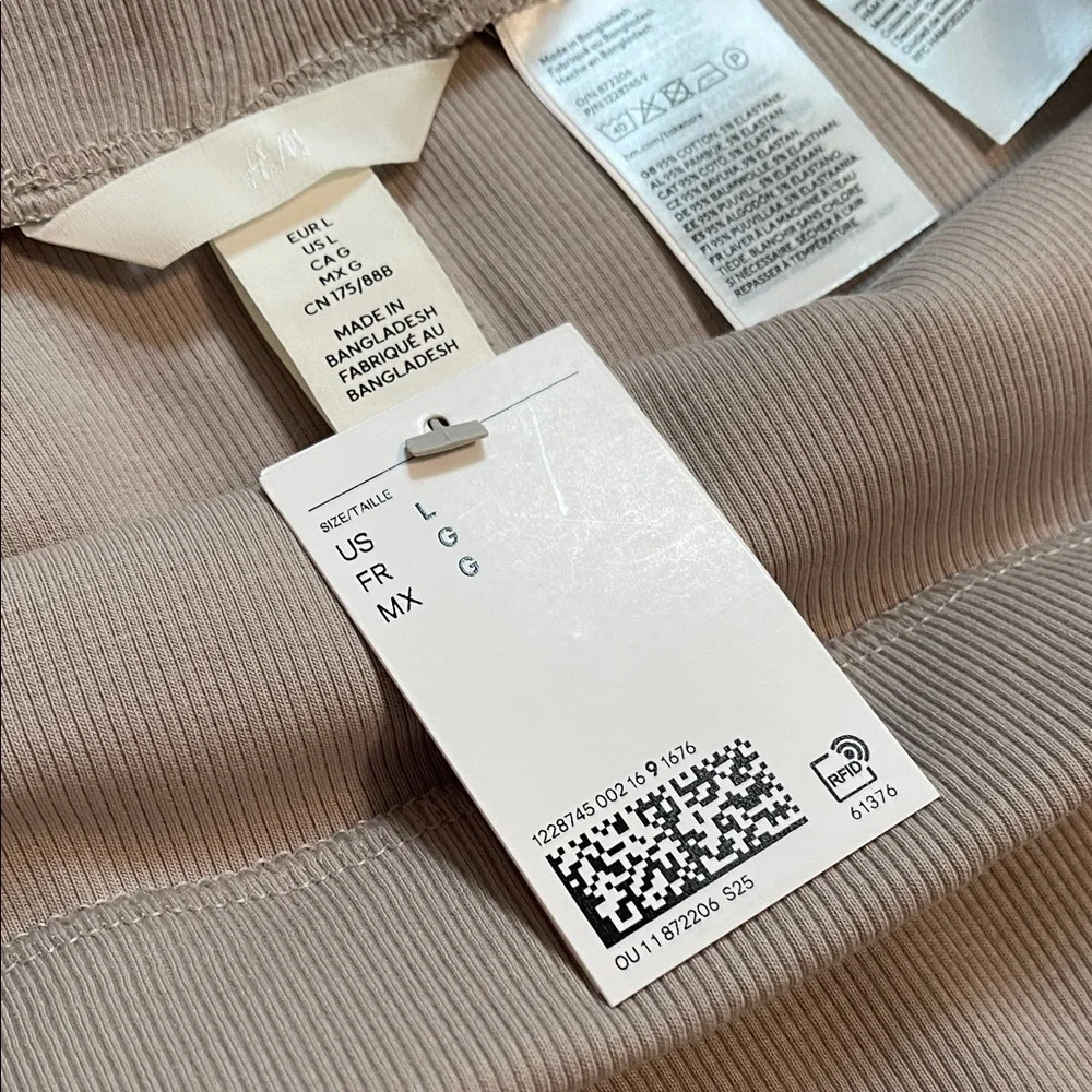 NWT H&M Cotton Ribbed Taupe Maxi Pencil Skirt - Picture 11 of 15